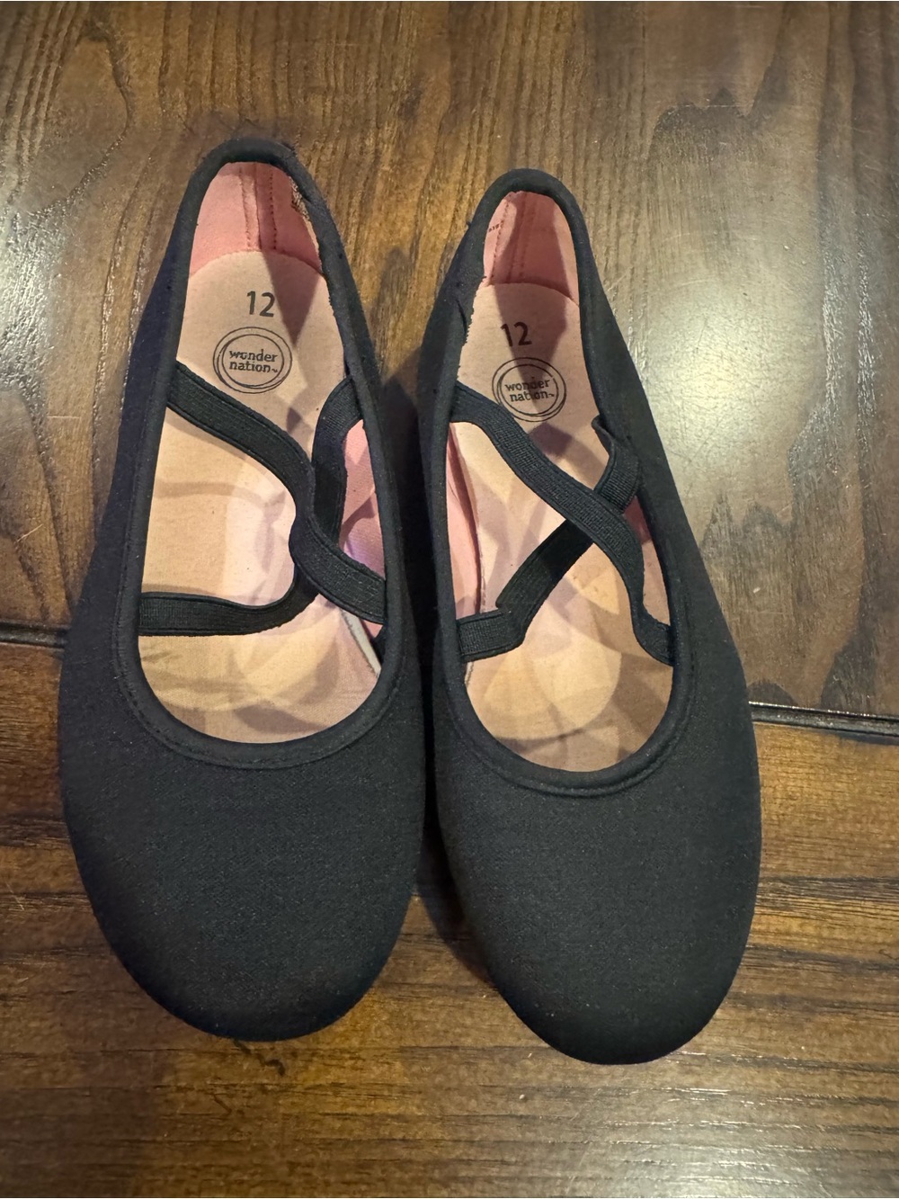 Wonder Nation Girls Black Ballet Flats Size 12